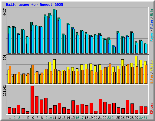 Daily usage for August 2025